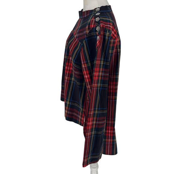 🎄✨ J. Crew Embellished Tartan Plaid Statement Top Sz 14 Holiday Christmas✨🎄 - Picture 4 of 13